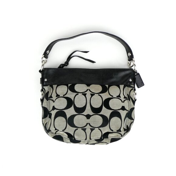 Coach Handbags - Coach Signature Black White Shoulder Bag F14708
